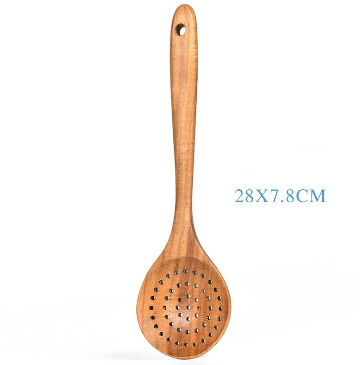Teak Wood Cooking Utensil Set - 7 Piece Kitchen Tools