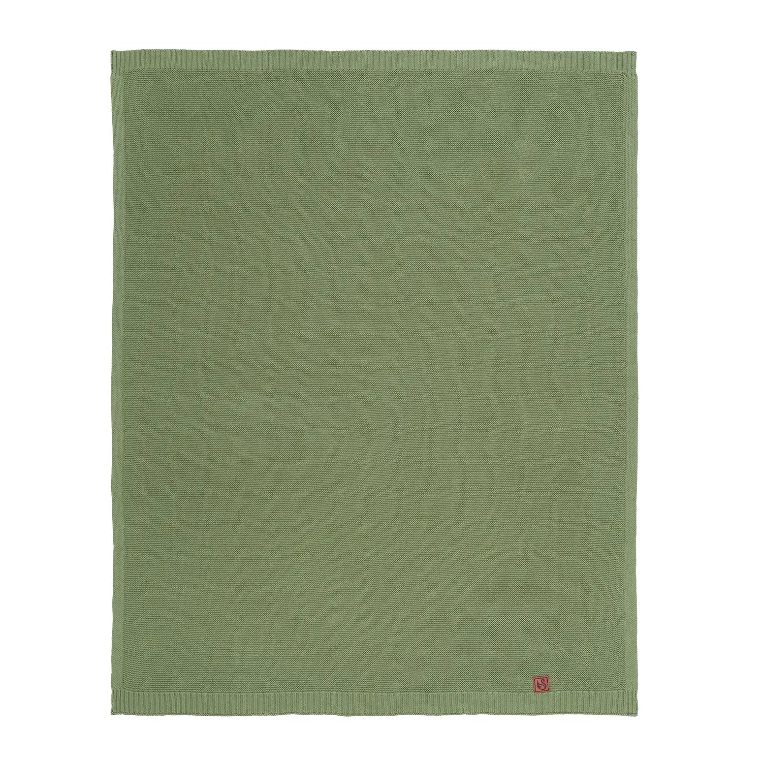 Classic Knit Cotton Baby Blanket in Sage Green