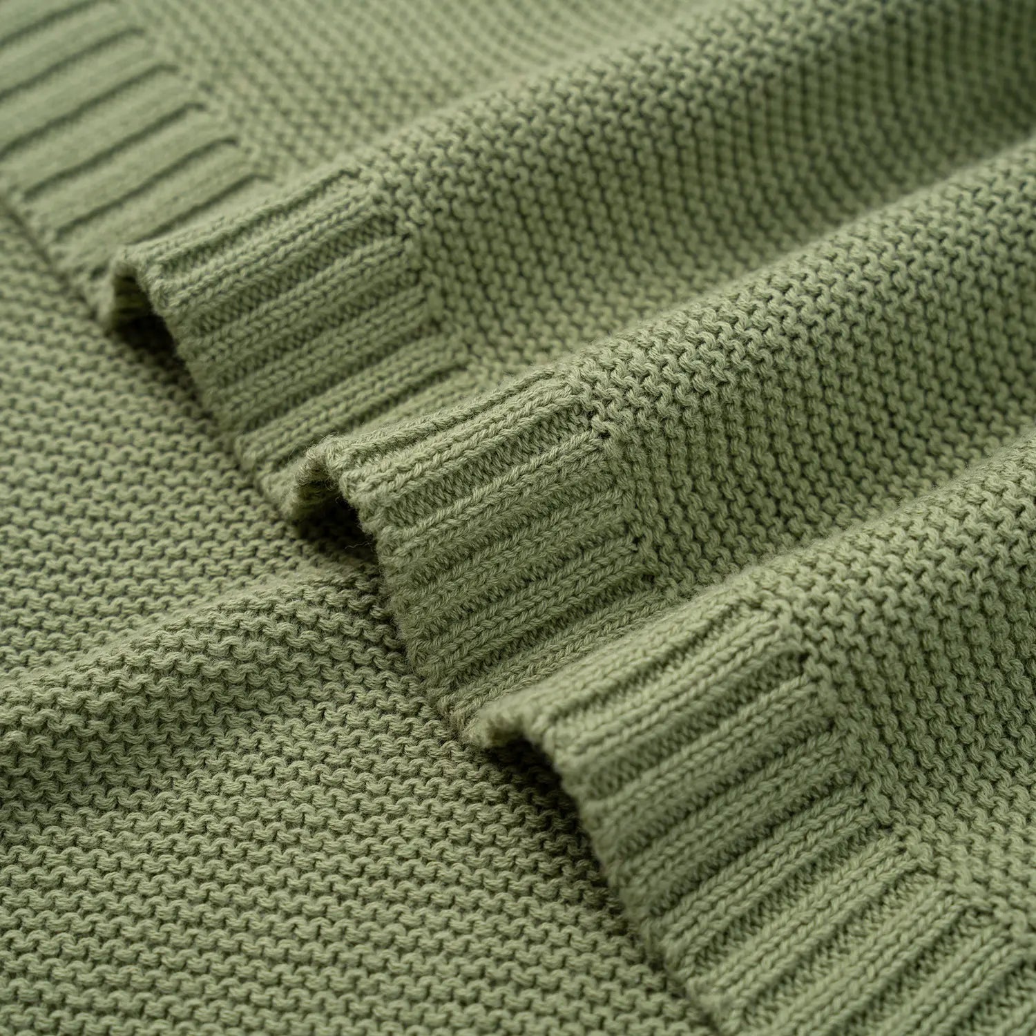 Classic Knit Cotton Baby Blanket in Sage Green